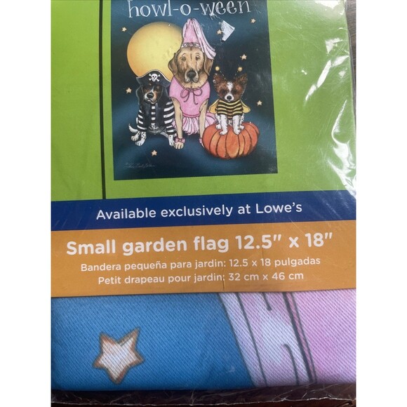 HAPPY HOWL-O-WEEN DOGS 12.5" X 18" GARDEN FLAG 27-3127-179 FLIP IT! RAIN R SHINE - Picture 3 of 6